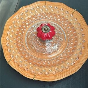 Gibson Glass Platter with Red and Orange Accents